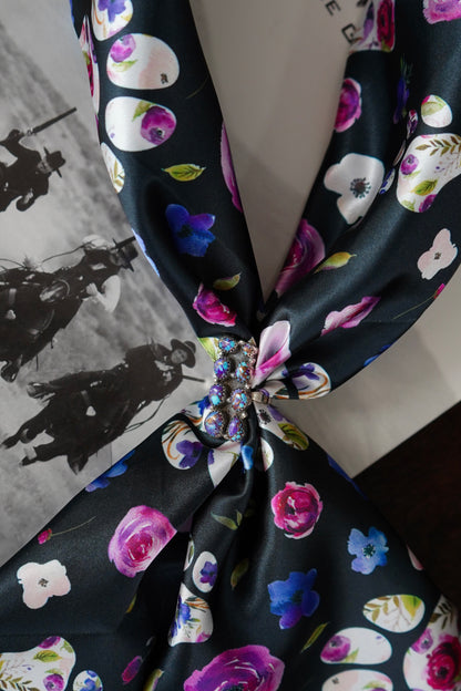Black Floral Paw Prints