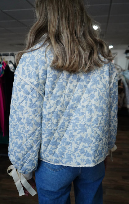 Cowgirls Cry Floral Quilted w/ Bow Tie Cuffs Jacket