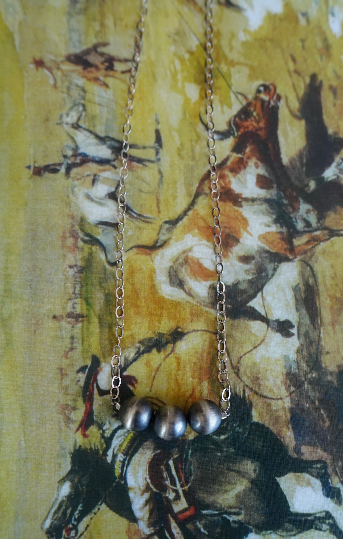 12mm Sterling Silver 3 Pearl Necklace - 16”