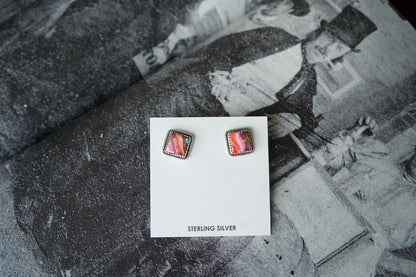 Square Turquoise Stud Earrings