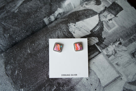 Square Turquoise Stud Earrings