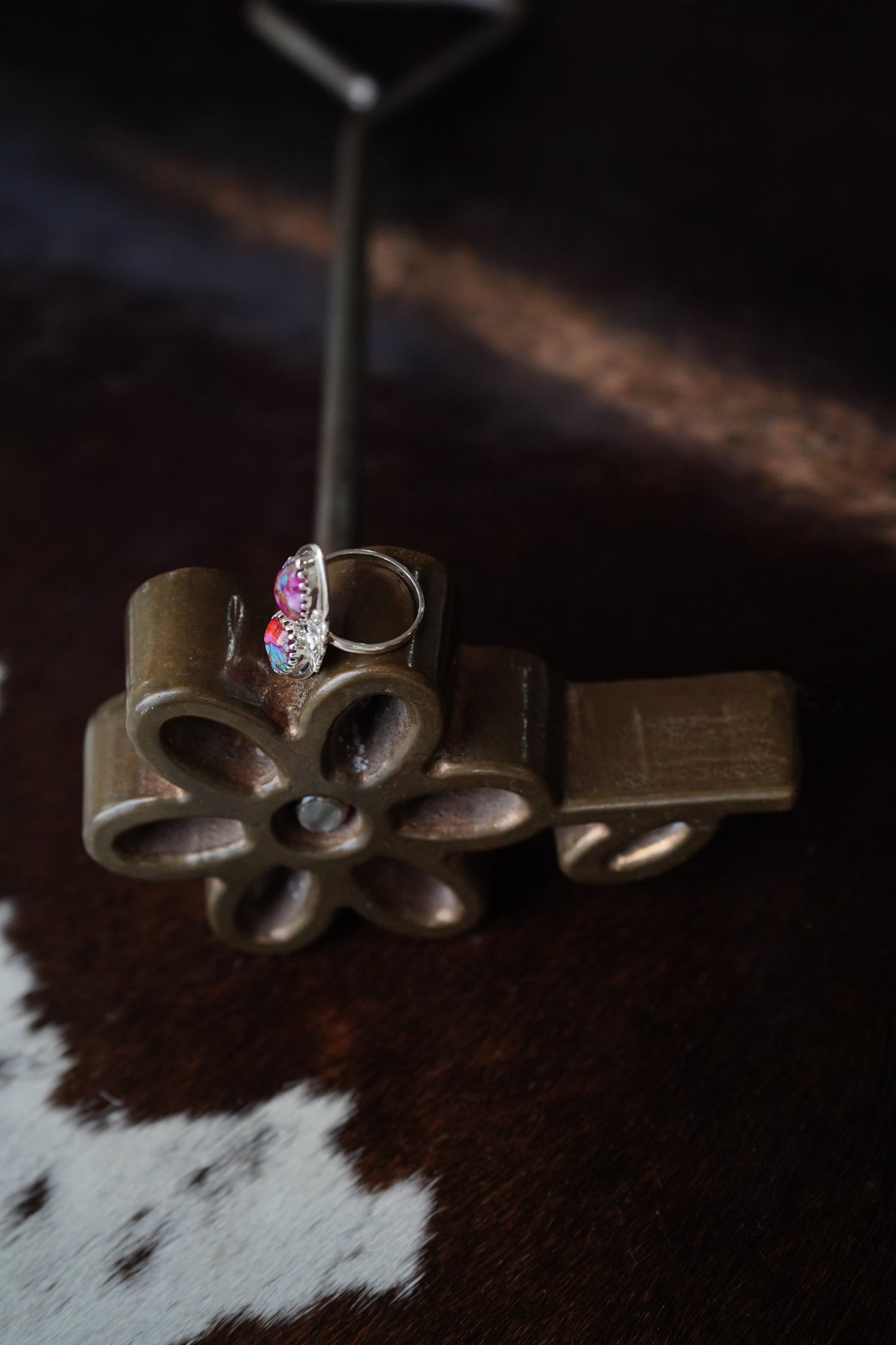 2 Stone Teadrop Pink Dahlia Ring - Sz 8