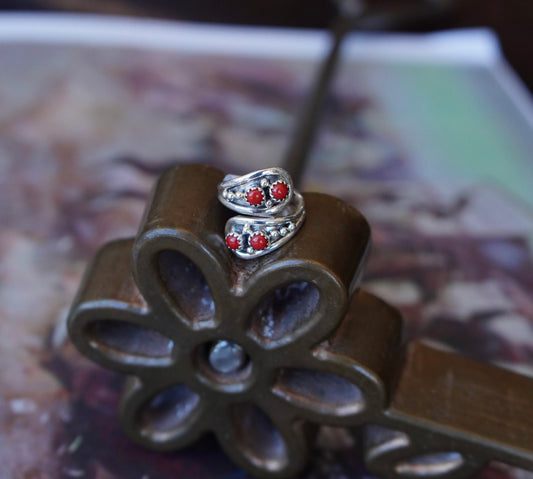 Genevieve Francisco 4 Stone Red Coral Wrap Ring - Adj