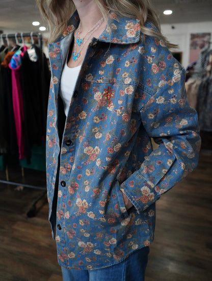 Daisy Floral Denim Button Down