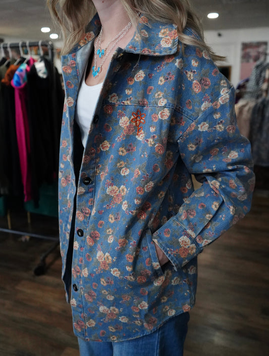 Daisy Floral Denim Button Down