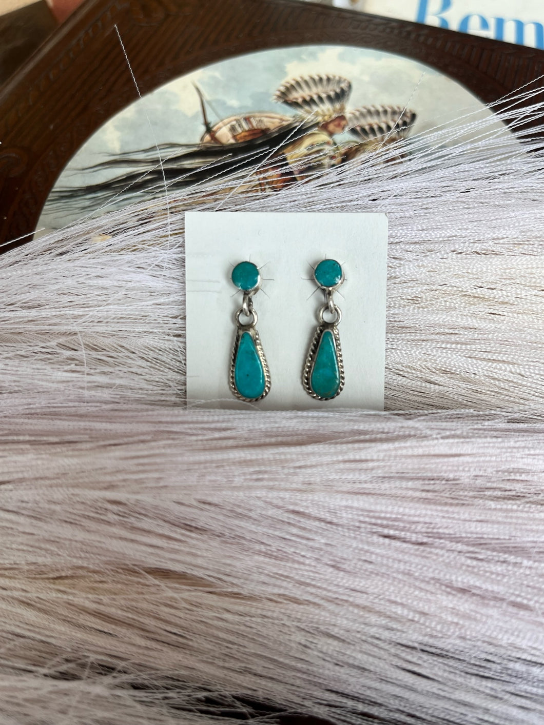 Turquoise Post Earrings w/ Turquoise Dangle