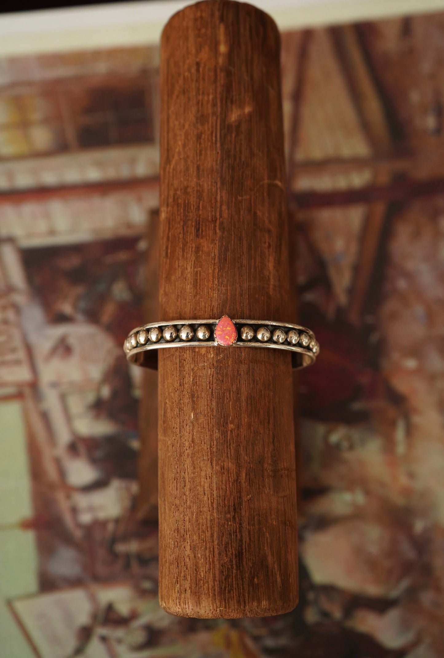 Pink Opal w/ Beaded Band Cuff