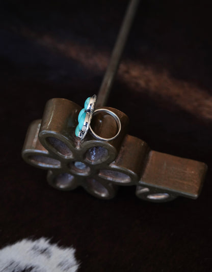 Turquoise Heart Shadow Box Ring - Adj