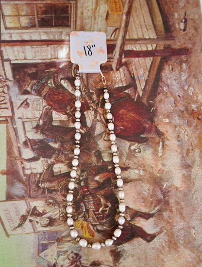 Freshwater Pearls & Sterling Silver Pearls Necklace - 18”