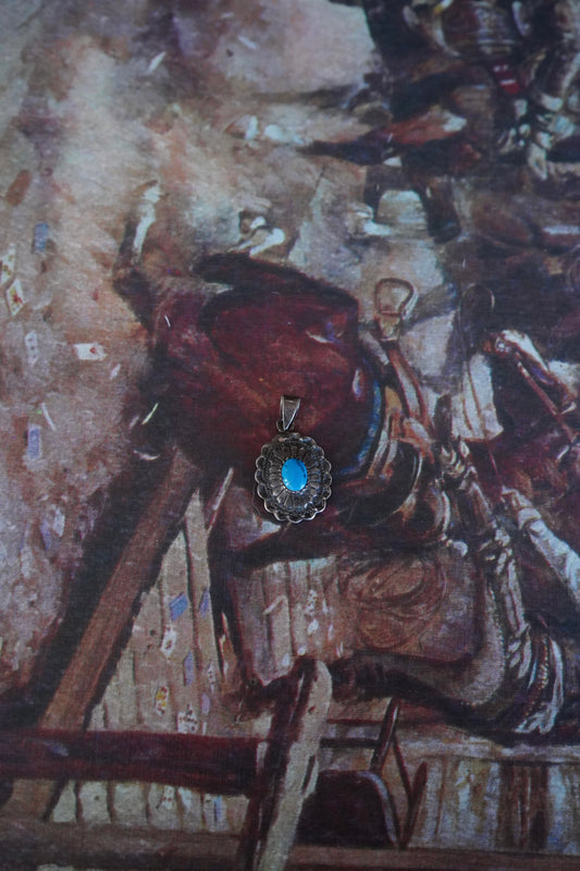 Vintage Kingman Turquoise Concho Pendant