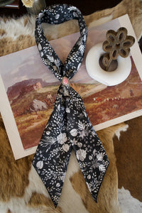 Black & White Moonlit Floral Wild Rag