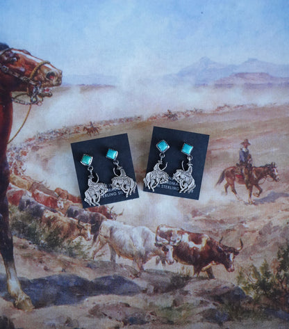 Annie Spencer Turquoise Bucking Horse Stud Earrings
