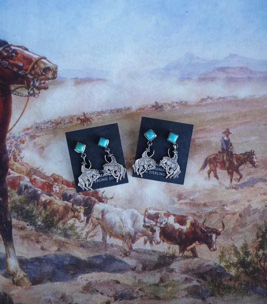 Annie Spencer Turquoise Bucking Horse Stud Earrings