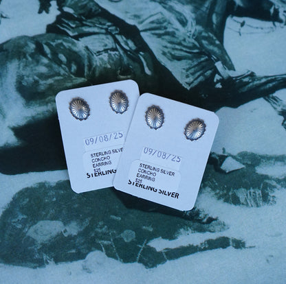 Sterling Silver Concho Stud Earrings