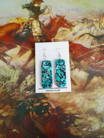 Turquoise Slab Fish Hook Earrings
