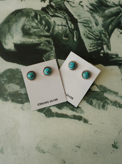 Esther White Round Stone Stud Earrings
