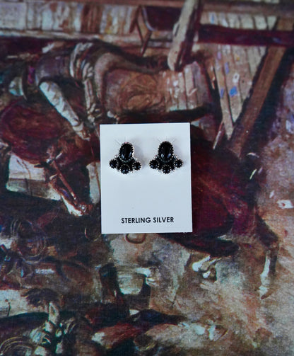 4 Stone Cluster Stud Earrings