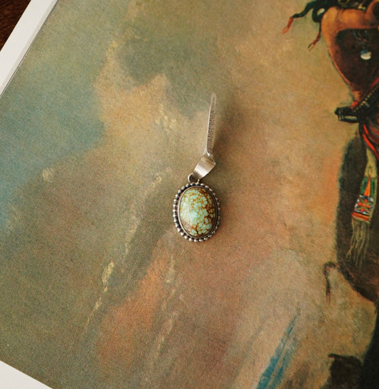 Scott Skeets Turquoise w/ Beaded Border Pendant