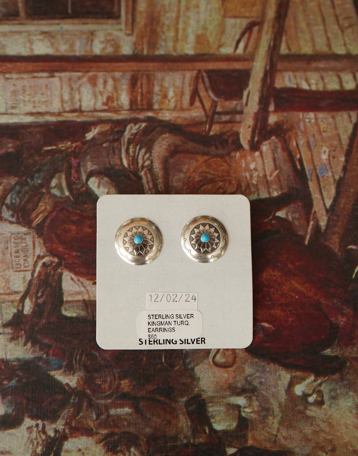 Sterling Silver Concho Stud Earrings