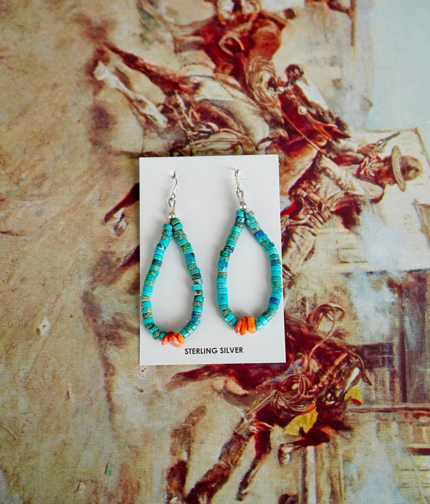 Turquoise Chip Fish Hook Earrings