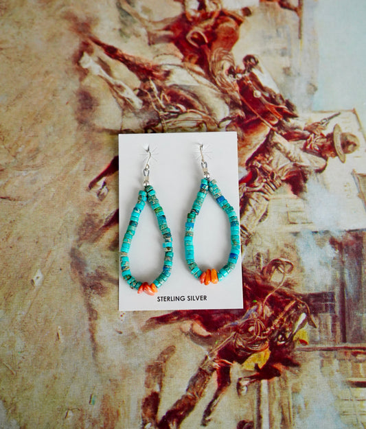 Turquoise Chip Fish Hook Earrings
