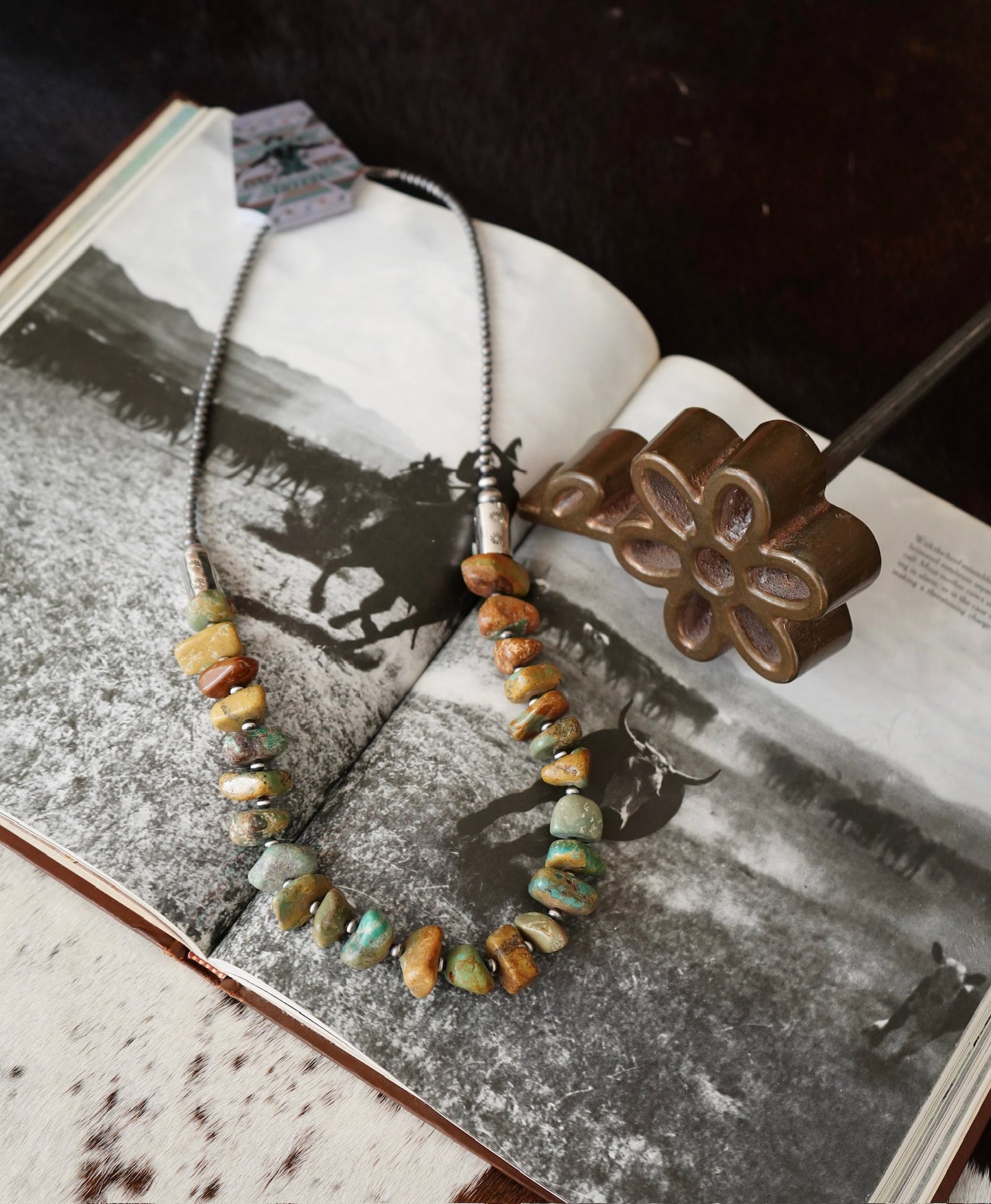 Boulder Turquoise & Sterling Silver Pearls Statement Necklace