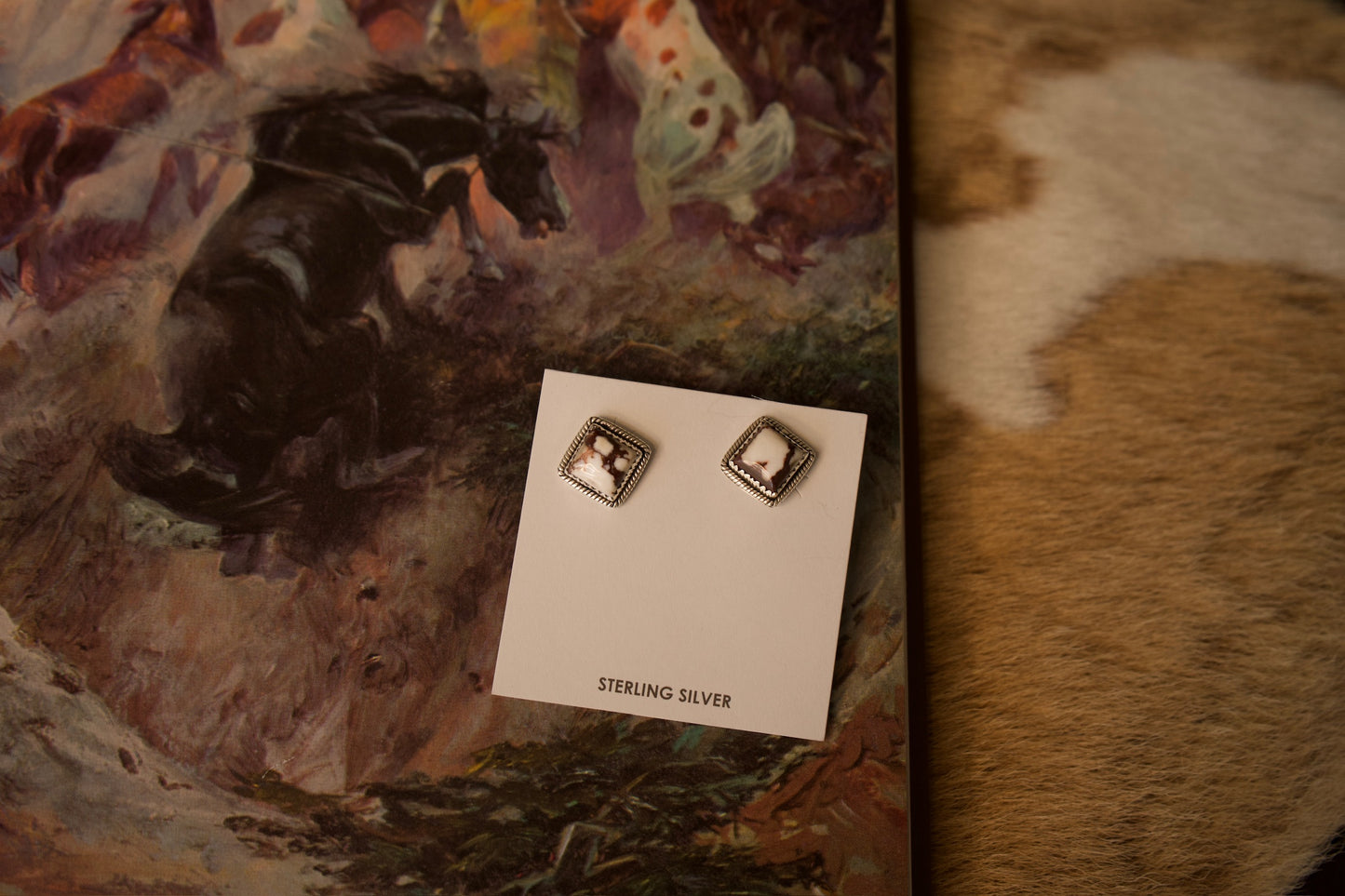 Square Turquoise Stud Earrings