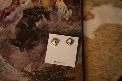 Square Turquoise Stud Earrings