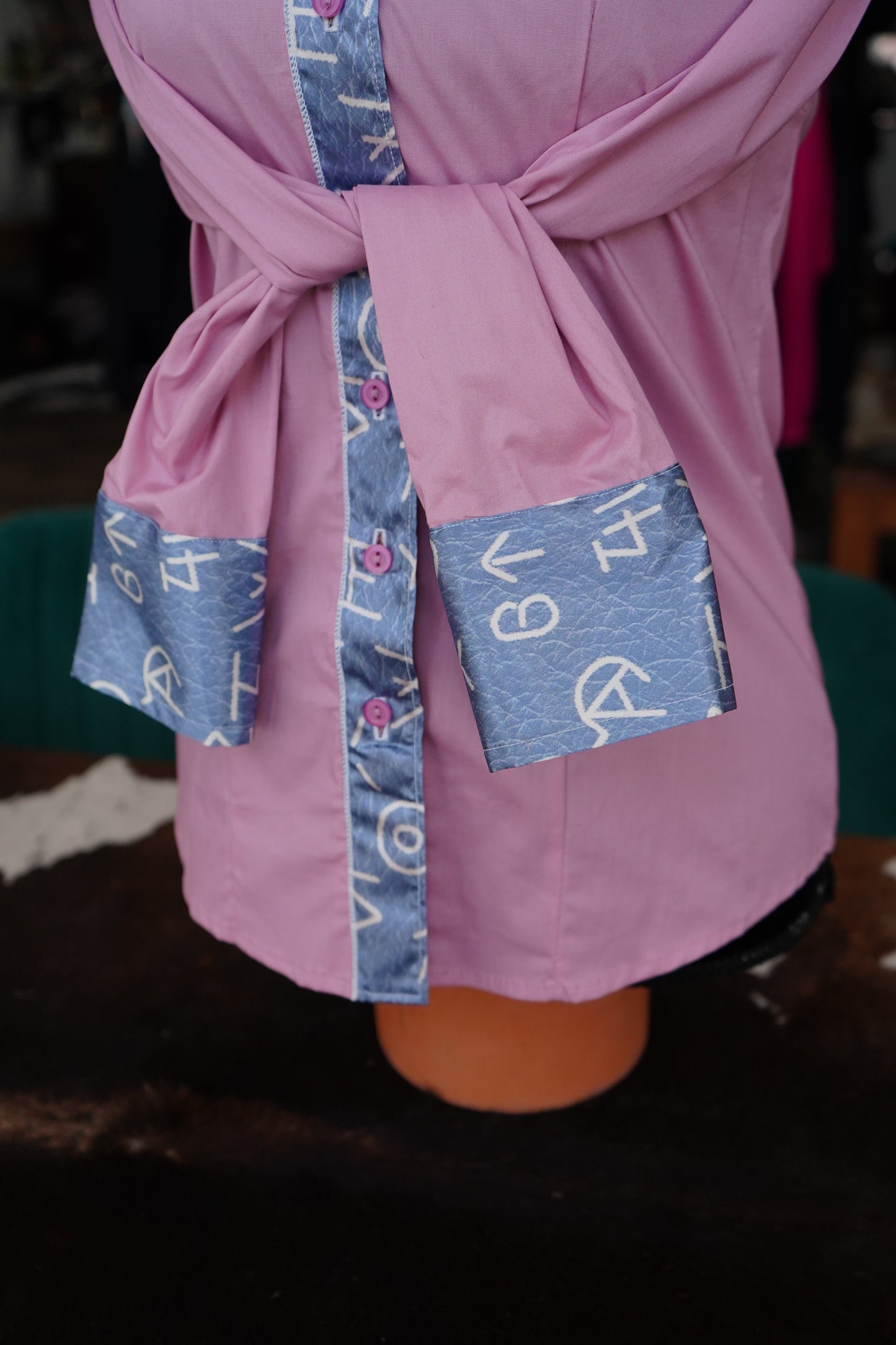 S - Denim Brands on Mauve Cotton Button Down