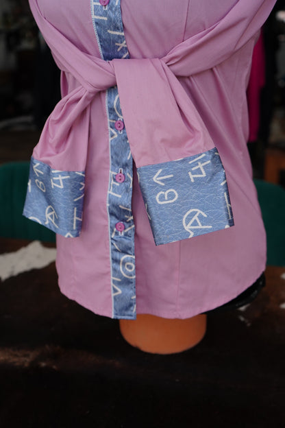 S - Denim Brands on Mauve Cotton Button Down