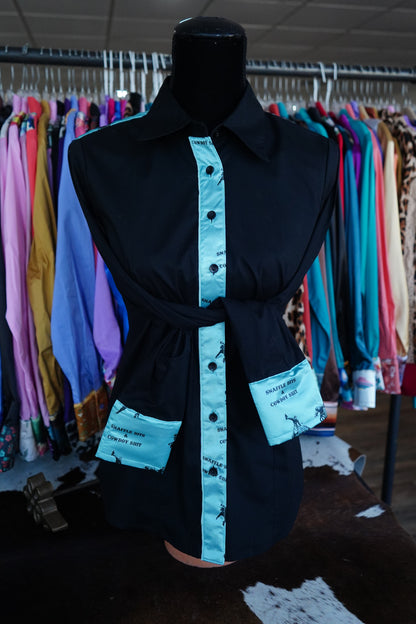 M - Cowboy $h!t on Black Cotton Button Down
