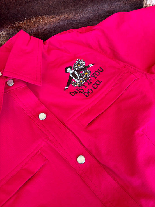 Daisy Gang Fishing Shirt - Hot Pink Long Sleeves