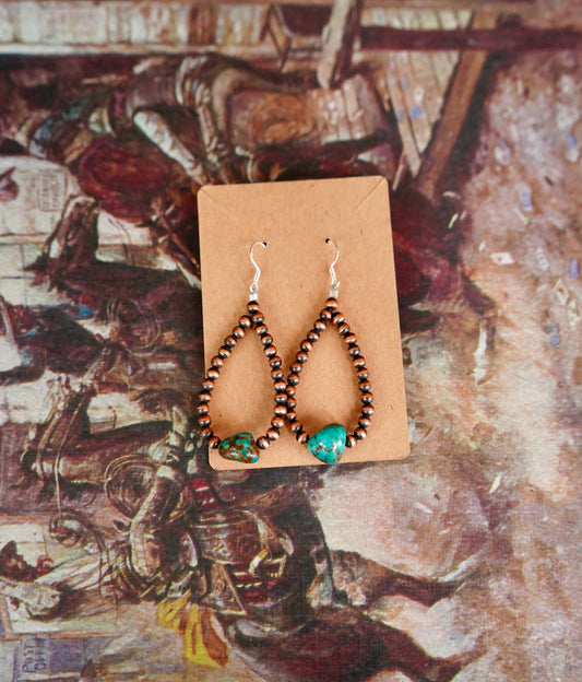 Copper & Turquoise Fish Hook Earrings