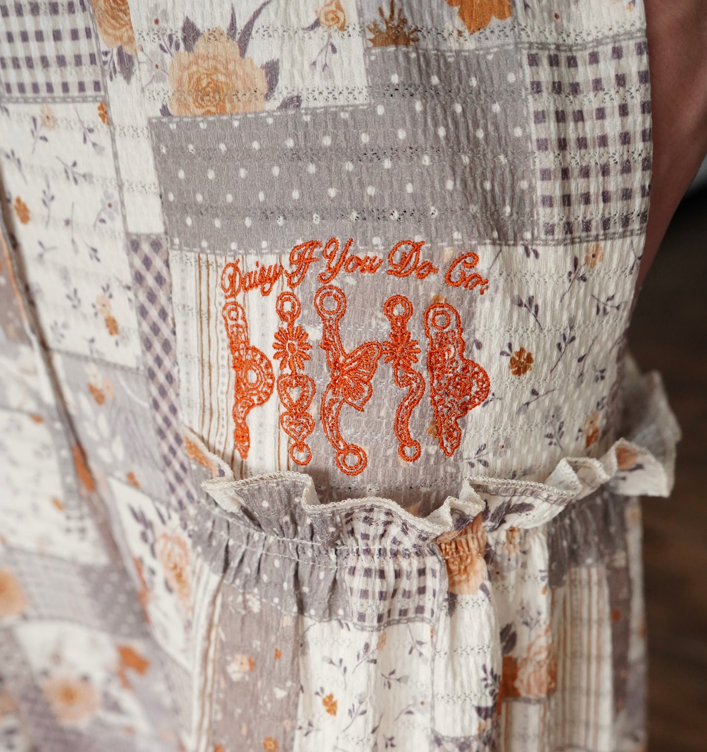 Daisy Spade Quilt Square Wide Leg Pants w/ Pockets