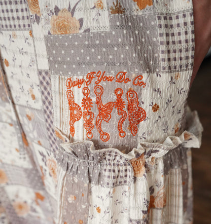 Daisy Spade Quilt Square Wide Leg Pants w/ Pockets