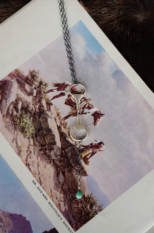 Sterling Silver Snaffle Bit Necklace w/ Turquoise Necklace