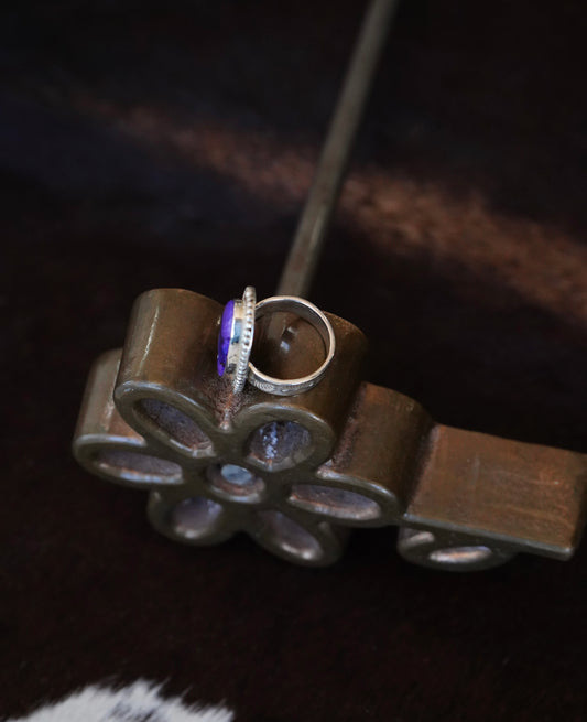 Oval Purple Dahlia Ring - Sz 7.5