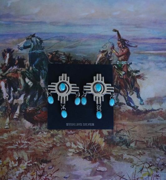 Zia Post Studs w/ Turquoise Dangles