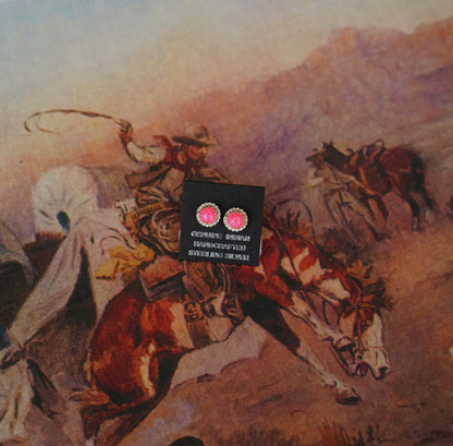 Esther White Round Stone Stud Earrings