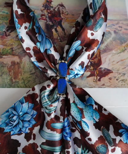 Brown Cowhide w/ Blue Succulents