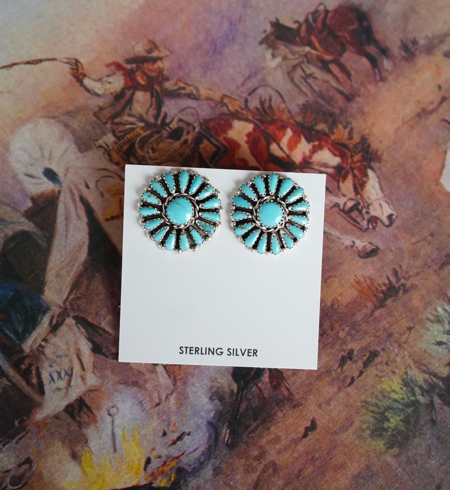 Myra Benally Turquoise Cluster Stud Earrings