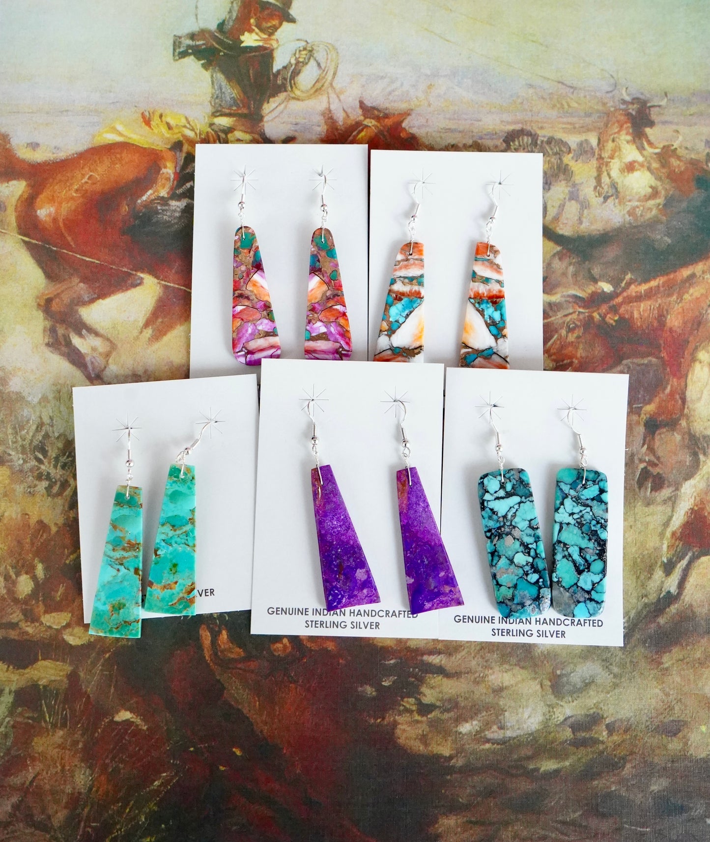 Turquoise Slab Fish Hook Earrings