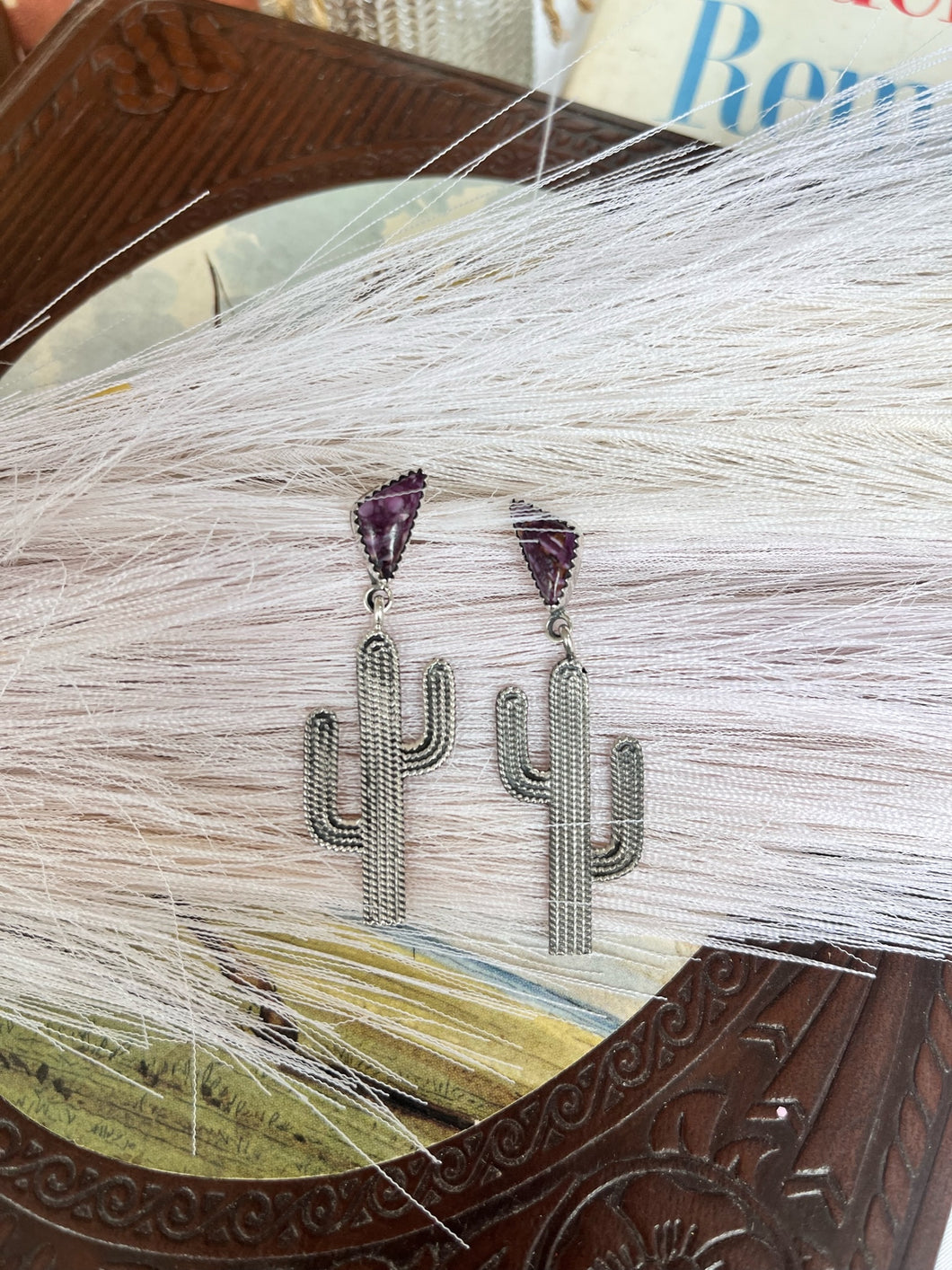 Purple Spiny Oyster Cactus Earrings