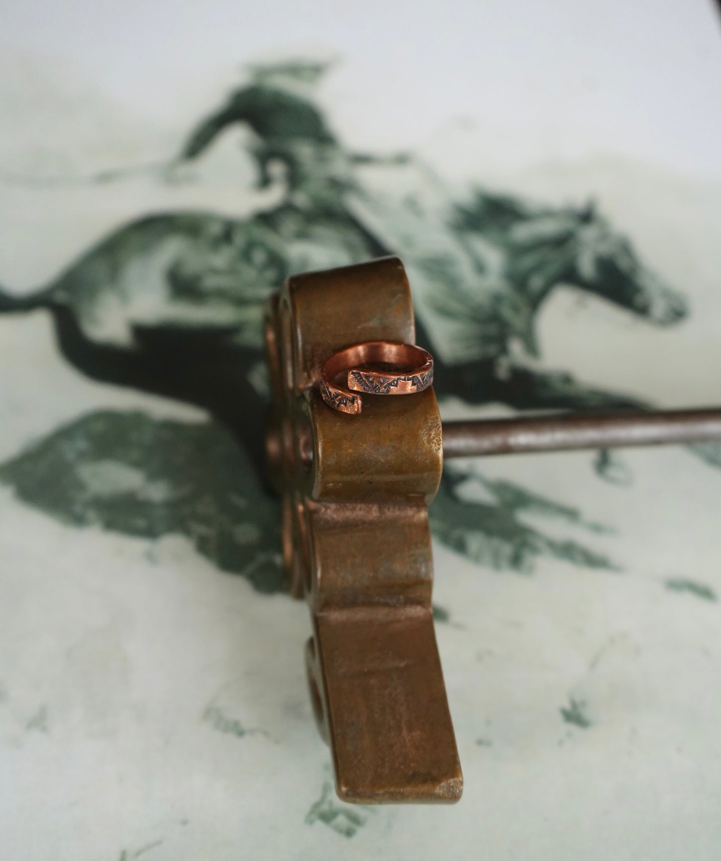 Stamped Copper Ring - Adj