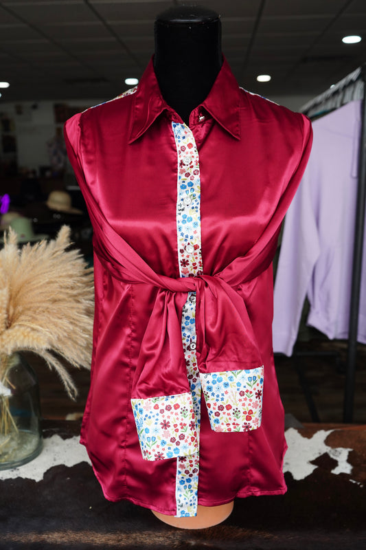 L - Trust In Him on Burgundy Button Down