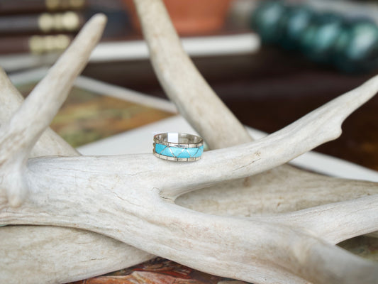 Inlay Turquoise Bar Rings