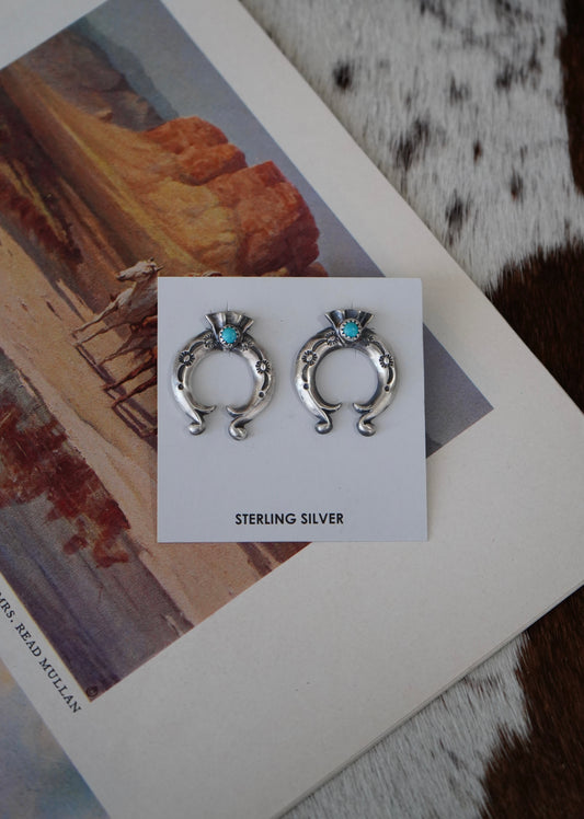 Adrienne Gordon Sterling Silver w/ Turquoise Naja Stud Earrings