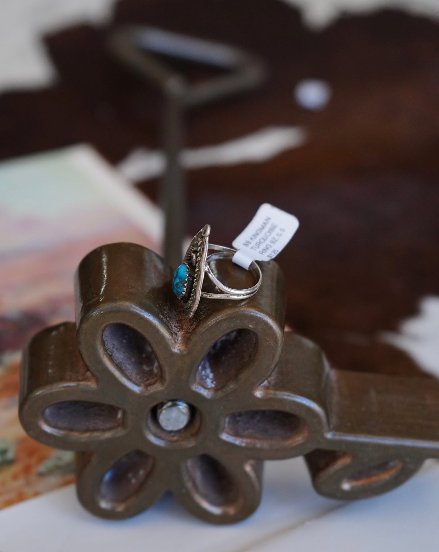 Julia Etcitty Turquoise & Sterling Silver Teardrop Ring - Sz 5.5