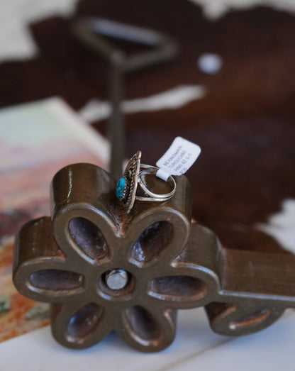 Julia Etcitty Turquoise & Sterling Silver Teardrop Ring - Sz 5.5