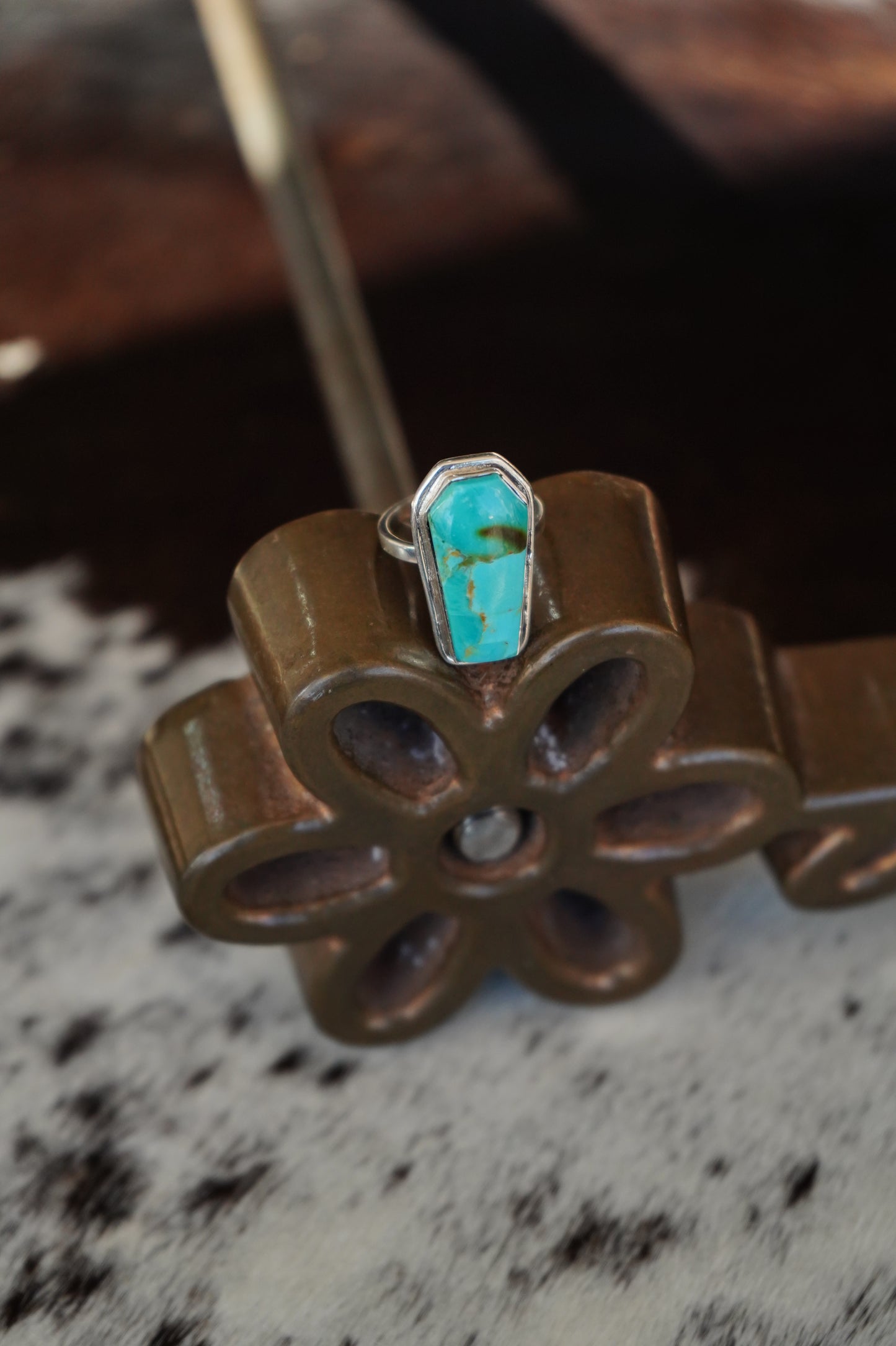 Turquoise Coffin Ring - Adj